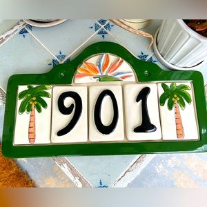 Tropical House address ceramic handmade tile sign 901